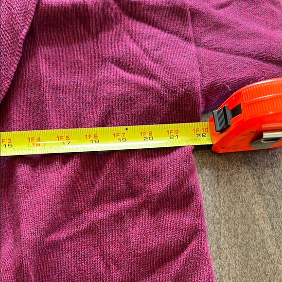 Eggplant-colored Cardigan Sweater with Hood and Open Front - Picture 8 of 10